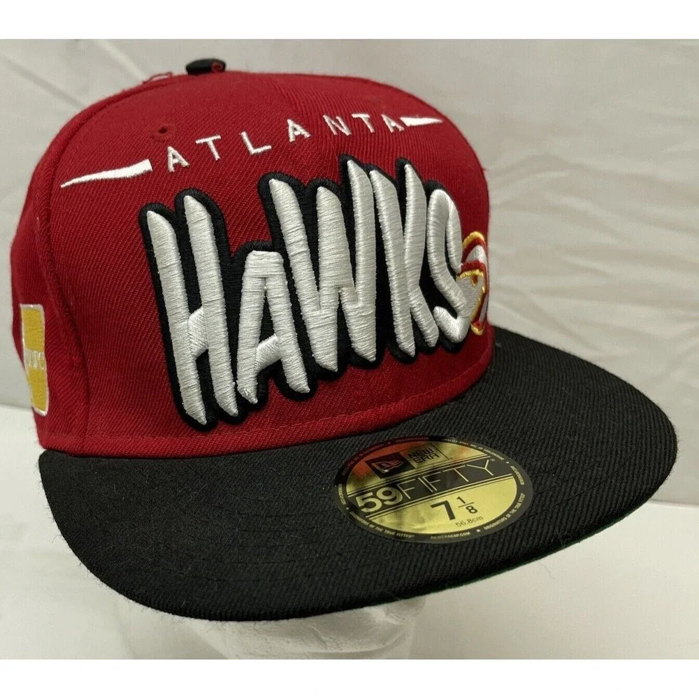 Atlanta HAWKS Hat Cap Fitted 7 1/8 New Era Hardwood Classic 59Fifty  Flat‎ Bill